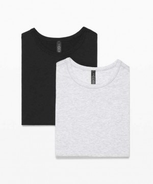 Lululemon 5 Year Basic T-Shirt 2 Pack Online Only Erkek Üstler Siyah Açık Gri | MNQXAG-286