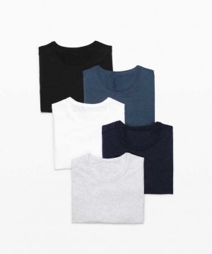 Lululemon 5 Year Basic T-Shirt 5 Pack Online Only Erkek Üstler Siyah Mavi Açık Gri Beyaz | AUWDIZ-387