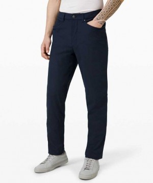 Lululemon ABC Relaxed-Fit Pant 34" Warpstreme Erkek Pantolon Lacivert | CWGBOR-153