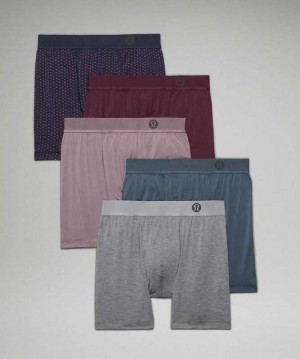 Lululemon AIM Boxer 5 Pack Erkek İç Giyim Pembe Lacivert Mavi | XVHCOQ-740