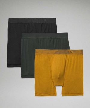 Lululemon AIM Boxer Mesh 3 Pack Erkek İç Giyim Siyah Altın Yeşil | SYPGUI-452