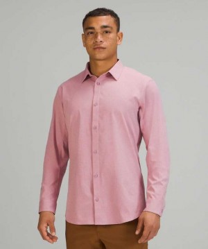 Lululemon Airing Easy Long Sleeve Button Up Shirt Ventlight Mesh Erkek Üstler Pembe | HDZIAU-728