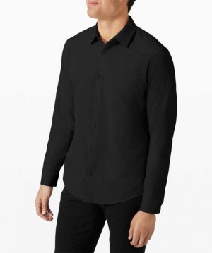 Lululemon Airing Easy Long Sleeve Button Up Shirt Ventlight Mesh Erkek Üstler Siyah | ZKFQWY-410