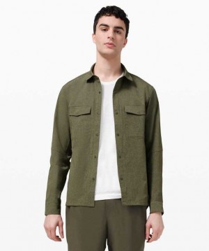 Lululemon Airing Easy Overshirt Ventlight Mesh Erkek Üstler Zeytin Yeşili | JVHQTS-903