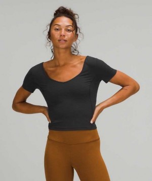 Lululemon Align™ Cropped T-Shirt Kadın Üstler Siyah | BJCXVH-947