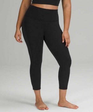 Lululemon Align HR Crop 23" Pockets Kadın Tayt Siyah | RLIGJK-269