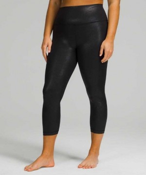 Lululemon Align™ High-Rise Crop 23" Shine Kadın Tayt Baskılı Siyah | KFWXGS-407