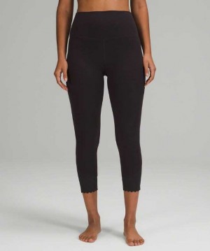 Lululemon Align™ Scalloped Hem High-Rise Crop 23" Kadın Tayt Siyah | KHYOVX-695