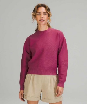 Lululemon AllAround Crewneck Sweater Kadın Tişörtü Pembe | ZFLGHQ-726