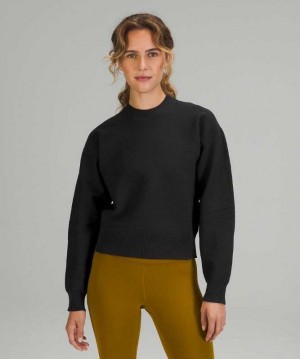 Lululemon AllAround Crewneck Sweater Kadın Süveter Siyah | CRSEQX-852