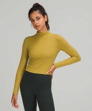 Lululemon All Aligned Mock Neck Long Sleeve Kadın Üstler Altın | HKGPYF-462