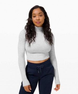 Lululemon All Aligned Mock Neck Long Sleeve Nulu Kadın Üstler Wee Are From Space Nimbus Battleship | TJXMWD-631