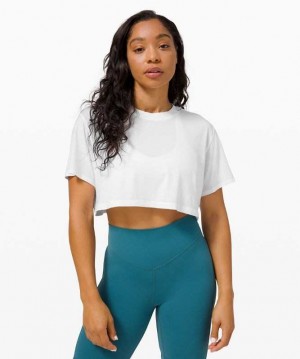 Lululemon All Yours Crop Tee Kadın Üstler Beyaz | GXPVQN-251