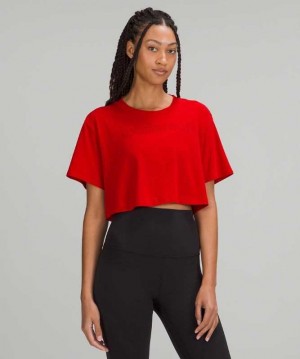 Lululemon All Yours Cropped Graphic T-Shirt Kadın Üstler Koyu Kırmızı | JAFGUV-524