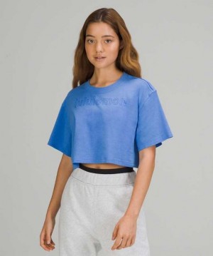 Lululemon All Yours Cropped Graphic T-Shirt Kadın Üstler Mavi | DOGMQI-096