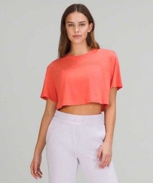 Lululemon All Yours Cropped Graphic T-Shirt Kadın Üstler Mercan | FJEOPU-374