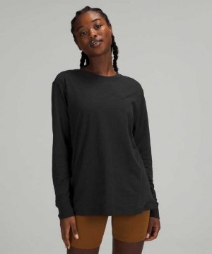 Lululemon All Yours Long Sleeve Shirt Online Only Kadın Üstler Siyah | KFLYUO-236