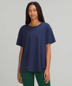 Lululemon All Yours Tee Pima Cotton Kadın Üstler Night Sea | QEVDJN-361