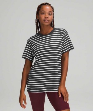 Lululemon All Yours Tee Pima Cotton Kadın Üstler Gri Beyaz | XAZEVT-298