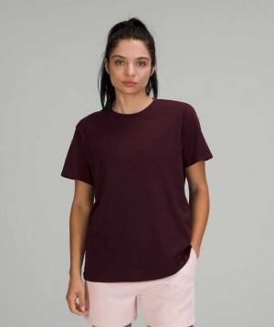 Lululemon All Yours Tee Pima Cotton Kadın Üstler Cassis | DJSLVU-530