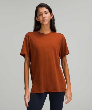 Lululemon All Yours Tee Pima Cotton Kadın Üstler Kahverengi | FQAEHX-320