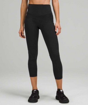 Lululemon All the Right Places High-Rise Drawcord Waist Crop 23” Kadın Tayt Siyah | WXLFNJ-014