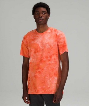 Lululemon Always Agile Sleeve Spray Dye Erkek Üstler Beyaz Mercan | PTQEBA-458