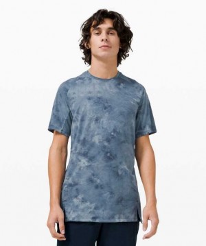 Lululemon Always Agile Sleeve Spray Dye Erkek Üstler Lacivert | RPIOKV-701