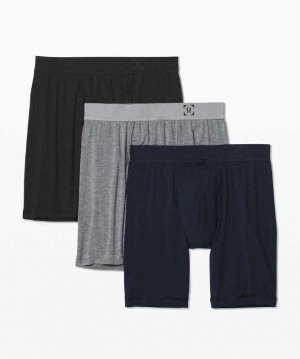 Lululemon Always In Motion Boxer 7" 3 Pack Erkek İç Giyim Siyah Gri Lacivert | KPENSL-543
