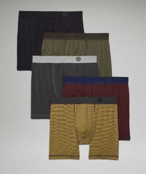 Lululemon Always in Motion Boxer 5 Pack Erkek İç Giyim Baskılı Zeytin Yeşili Koyu Zeytin Yeşili Baskılı | MQSTGN-832