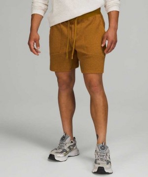 Lululemon At Ease 7" Erkek Şort Altın Beyaz | VIXMQP-046