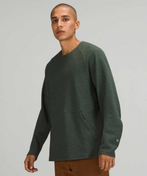 Lululemon At Ease Crew Erkek Tişörtü Yeşil Siyah | LJWFZY-316