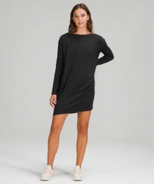 Lululemon Back in Action LS Kadın Elbise Siyah | CQOEHS-184