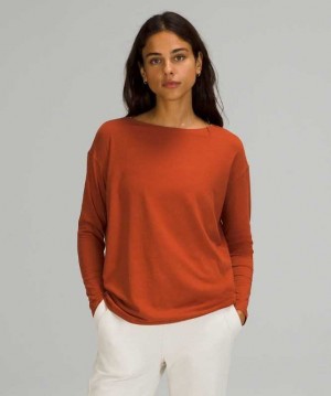 Lululemon Back in Action Long Sleeve Kadın Üstler Aztec Brick | MZULYT-802
