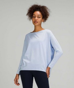 Lululemon Back in Action Long Sleeve Kadın Üstler Mavi | OMRLYE-529