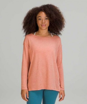 Lululemon Back in Action Long Sleeve Kadın Üstler Pembe | QUAYES-021