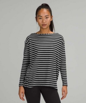 Lululemon Back in Action Long Sleeve Kadın Üstler Siyah | UWVHRI-150