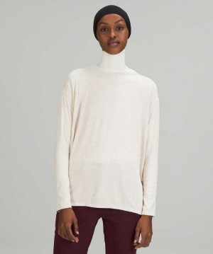 Lululemon Back in Action Ribbed Long Sleeve Shirt Kadın Üstler Beyaz | NLJEXB-947