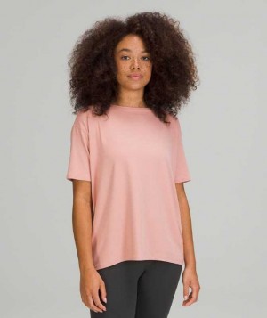 Lululemon Back in Action Sleeve T-Shirt Nulu Kadın Üstler Pembe | SUWYJM-347
