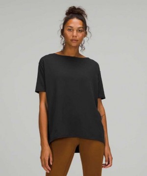 Lululemon Back in Action Sleeve T-Shirt Nulu Kadın Üstler Siyah | ZPDOLH-904