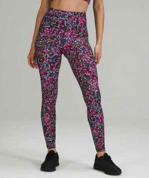 Lululemon Base Pace High-Rise Fleece Running Tight 28" Kadın Tayt Floral Electric Multi | UQCSJP-172