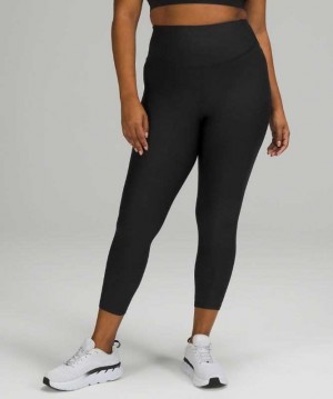 Lululemon Base Pace High-Rise Fleece Tight 25" Kadın Tayt Siyah | REONMK-139