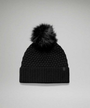 Lululemon Bubble Knit Pom Beanie Şapkalar Siyah | BWXAIE-308