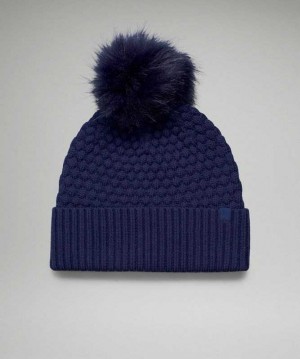 Lululemon Bubble Knit Pom Beanie Şapkalar Night Sea | WSMVYJ-938
