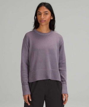 Lululemon Cashlu Boxy Crewneck Sweater Online Only Kadın Tişörtü Lavanta | WLYAQB-271