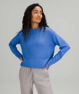 Lululemon Cashlu Boxy Crewneck Sweater Online Only Kadın Süveter Mavi | CYIZUK-475