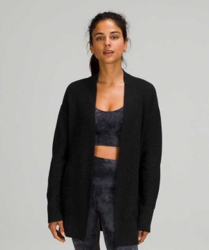 Lululemon Cashlu Sweater Wrap Kadın Süveter Siyah | LTQUBC-841