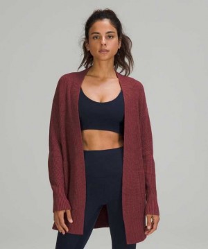 Lululemon Cashlu Sweater Wrap Kadın Süveter Heathered Mulled Wine | EVZQJR-918