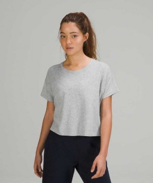 Lululemon Cates Tee Kadın Üstler Açık Gri | DXKYGN-390
