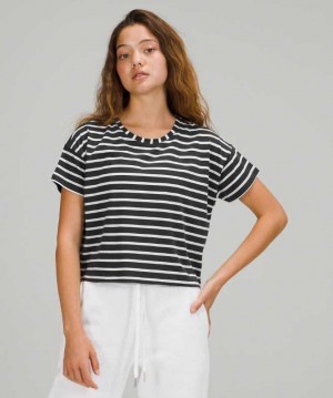 Lululemon Cates Tee Kadın Üstler Gri Beyaz | BJVKPZ-075